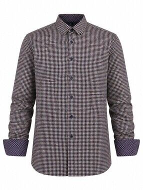 Con.struct Men's houndstooth Stretch button down shirt M REVERSE CUFFS Fall